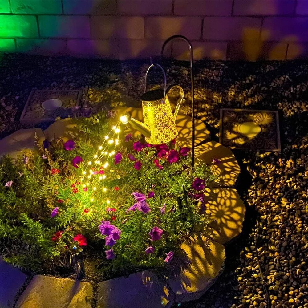 Solar Watering Can Lights, Large Retro Metal Hanging Solar Lights Outdoor Waterp - Picture 7 of 8